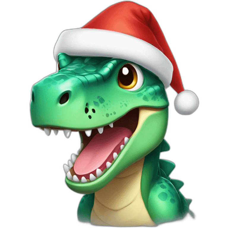 Dinasaur with Christmas hat emoji