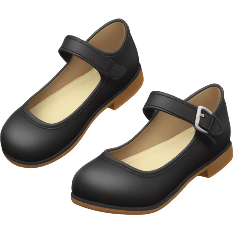 Pair of Black Mary Jane’s flat schoolgirl shoes emoji