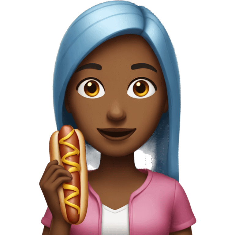 girl with a hot dog emoji