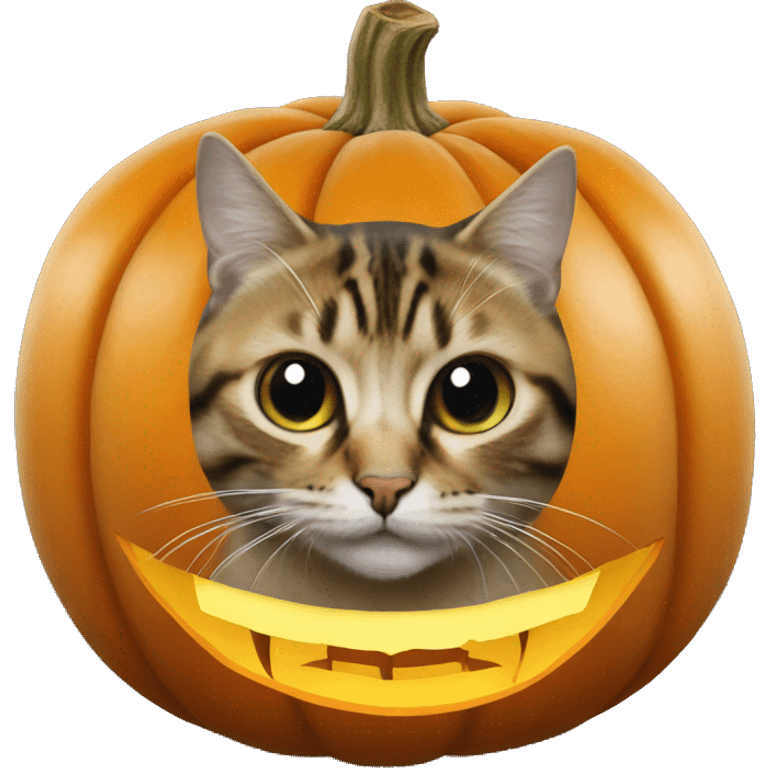 pumpkin with cat carved into it emoji