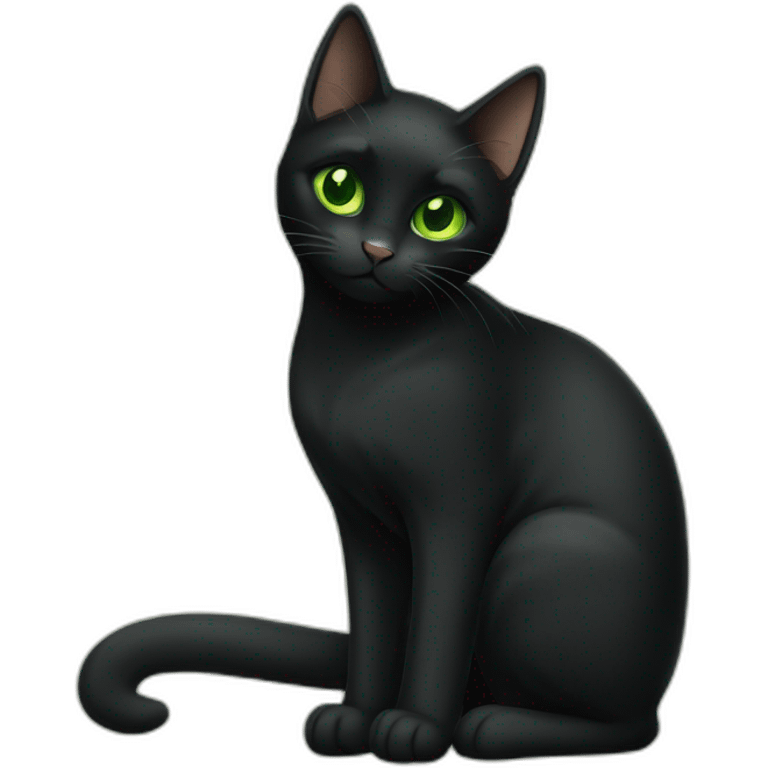 All black cat green eyes with pastis emoji