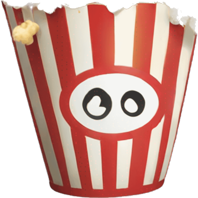 A popcorn bucket throwing tiny pieces of popcorn like confetti. emoji