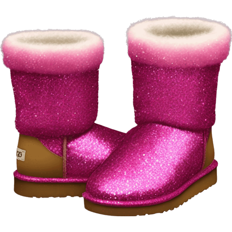 Realistic raspberry glitter and fur Ugg boots. emoji