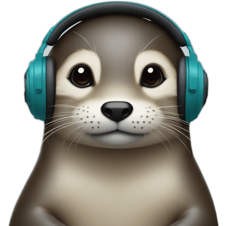 Loutre avec un casque Logitech emoji