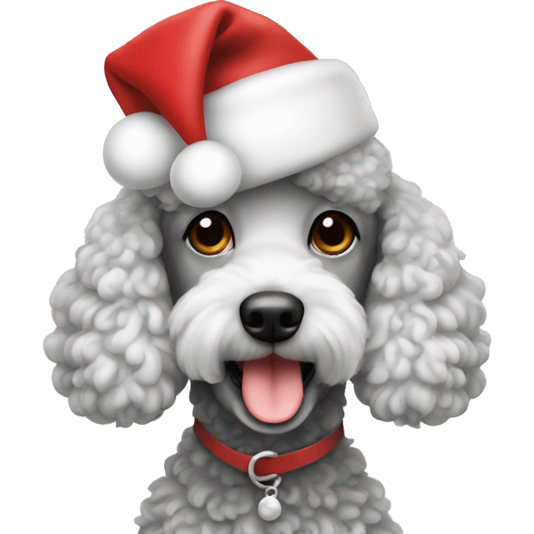 Poodle wearing santa hat emoji