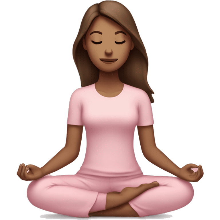 Meditating brown hair girl light pink clothes  emoji