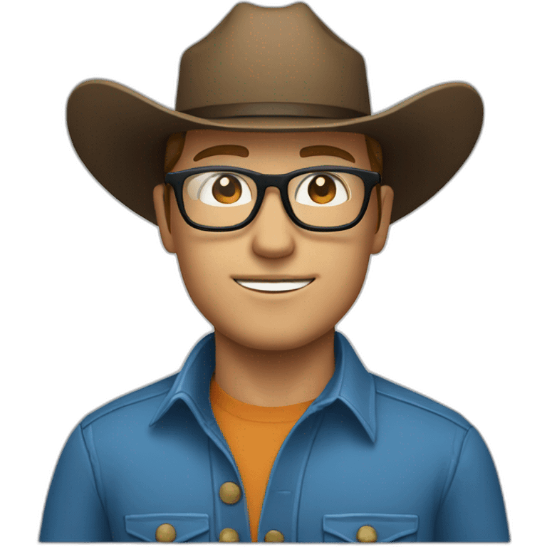 white man with cowboy hat and blue shirt and glasses emoji