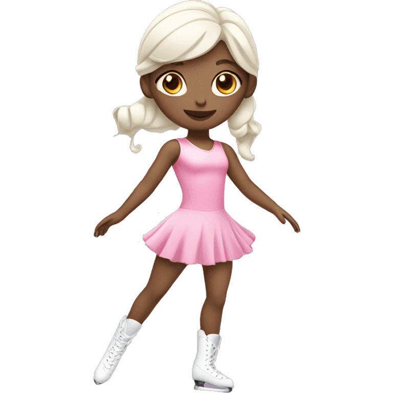 figure skater girl with white skin and pink dress emoji