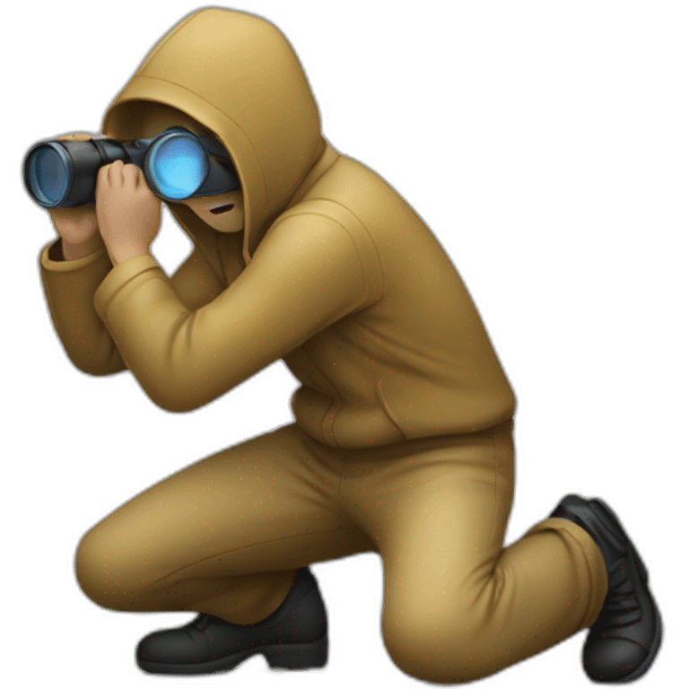 person crouching using a spy glass  emoji