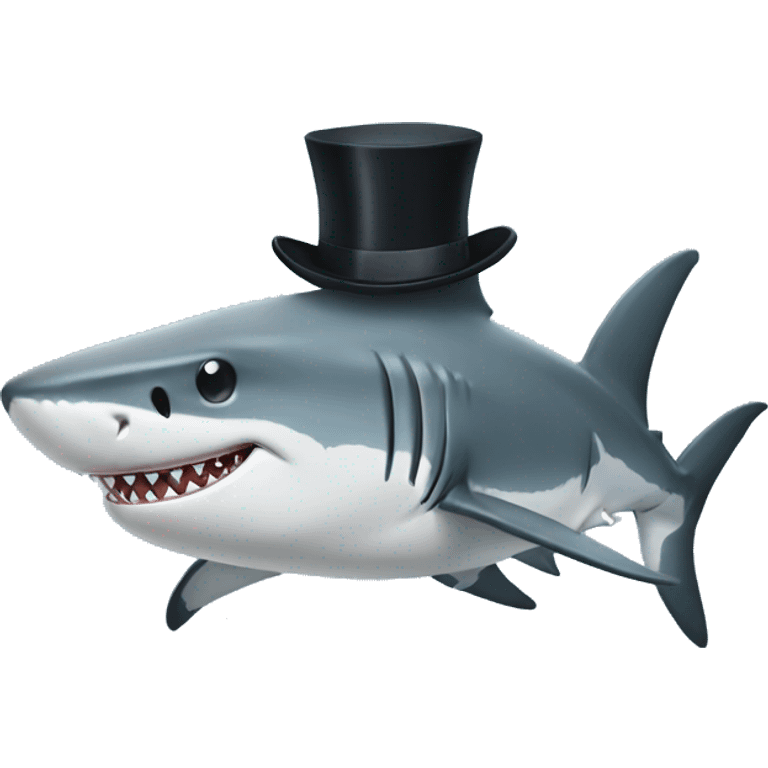 Shark with a top hat🤎 emoji