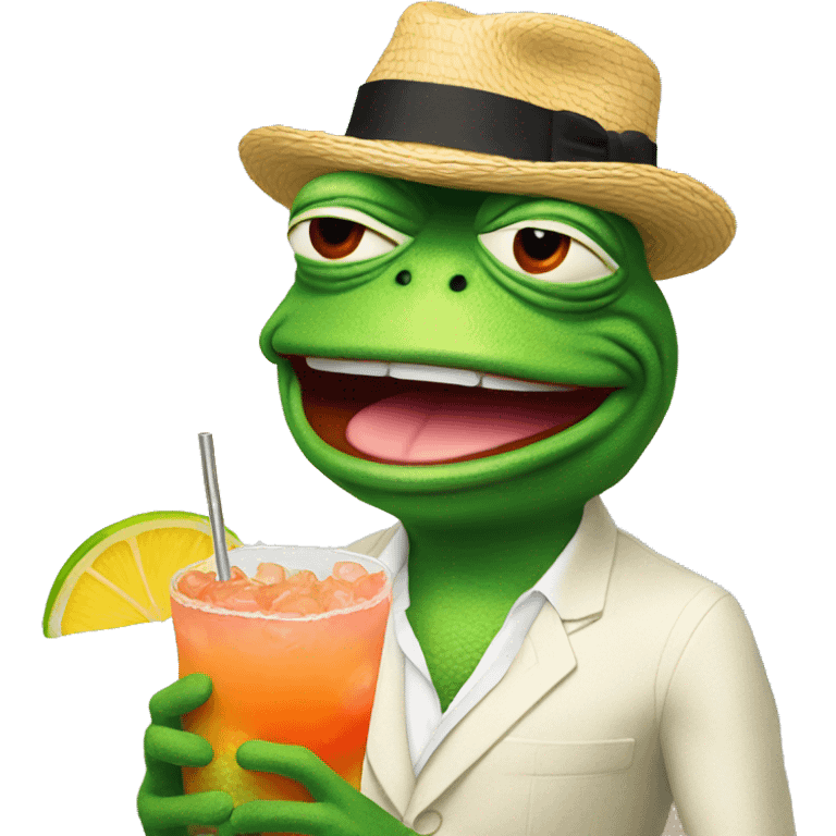 Pepe frog with sunrise cocktail emoji