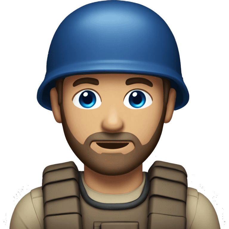 bomb disposal technician, tanned, blue eyes, brown hair and short beard emoji