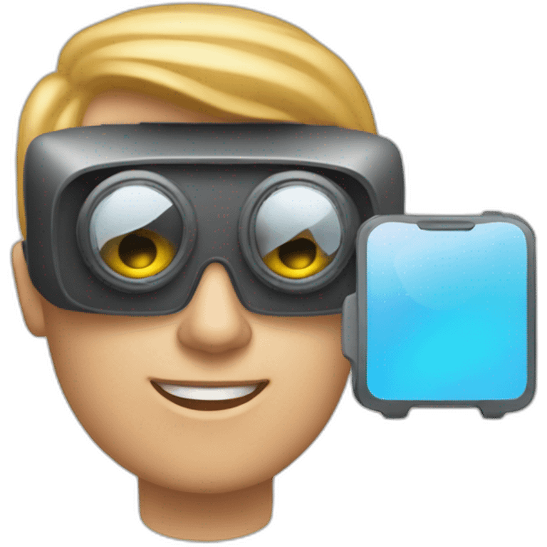 iphone style emoji of white person with meta virtual reality goggles  emoji