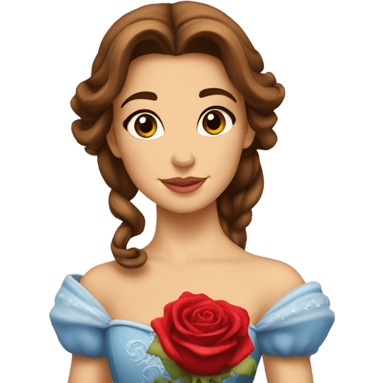 Princess Belle with rose emoji