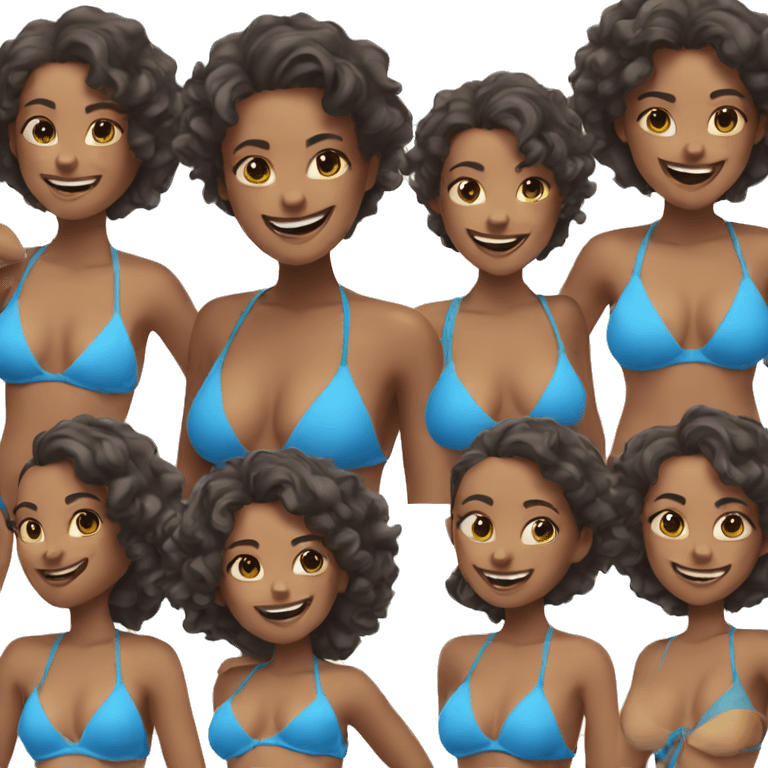 Girl in blue bikini smile emoji