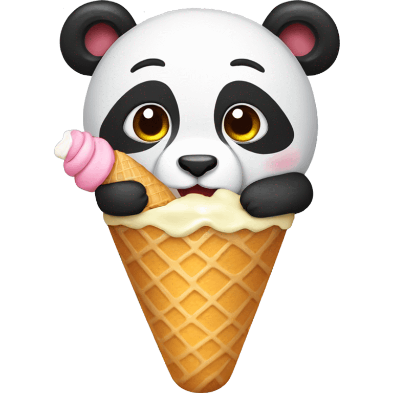 Panda eating ice cream emoji