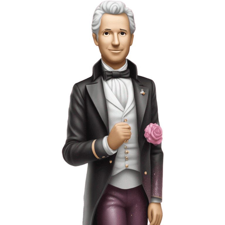 Pink ombre James Monroe statue with glitter emoji