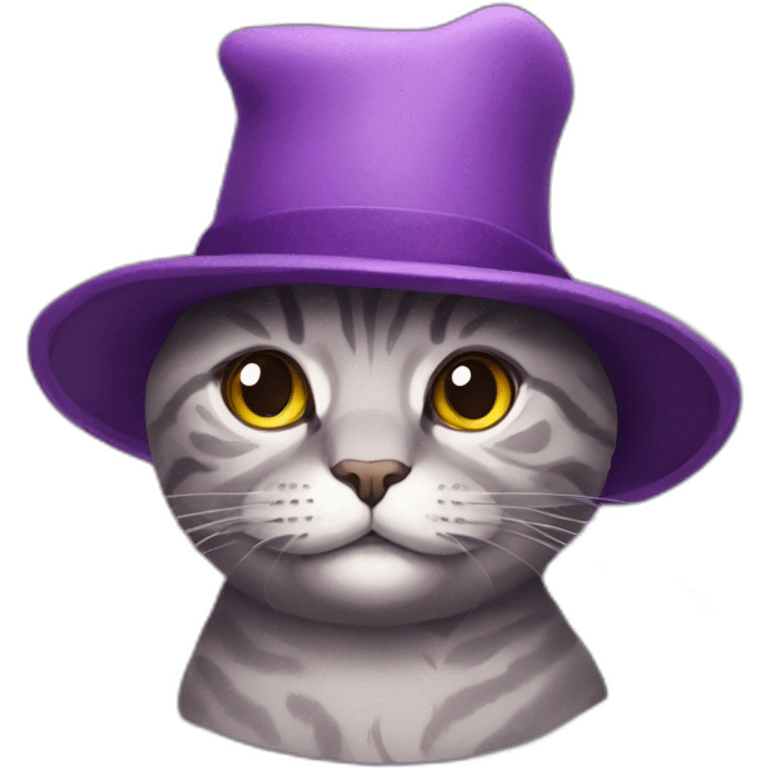 Purple cat wearing a hat emoji