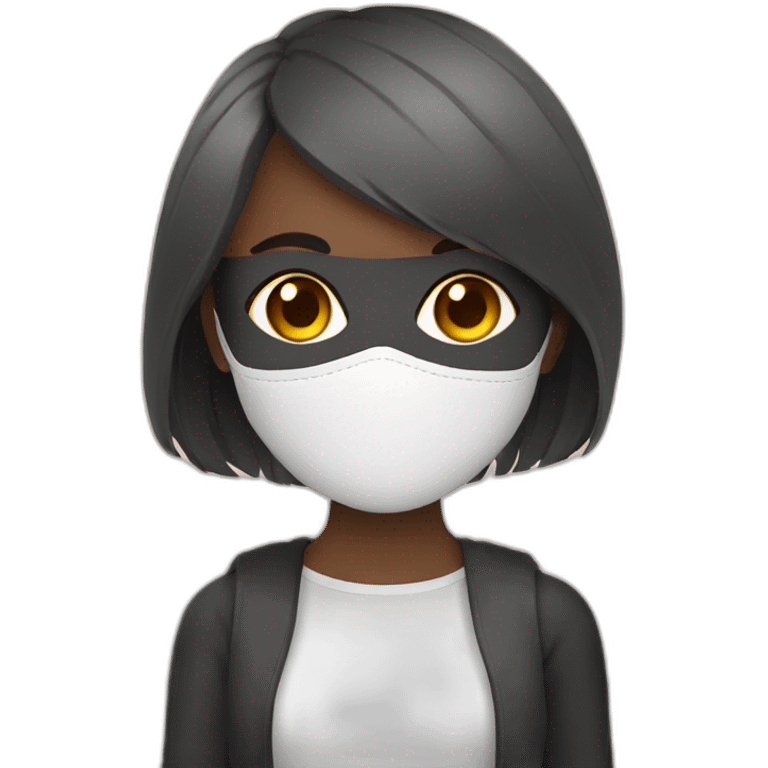 Fille avec un masque chat emoji