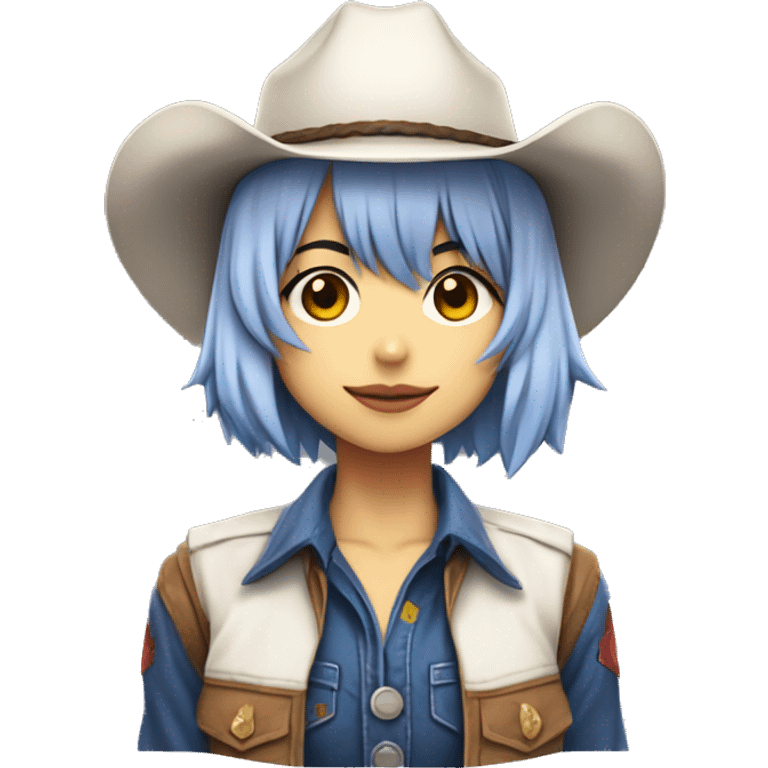 Rei ayanami in a cowboy costume, teen, full body. Only front view, no expression on the face emoji