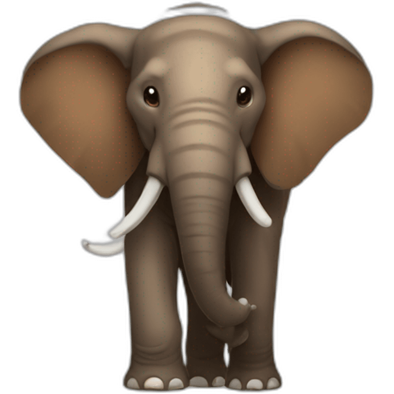 Hairy brown giant elephant with small ears and long tusks emoji