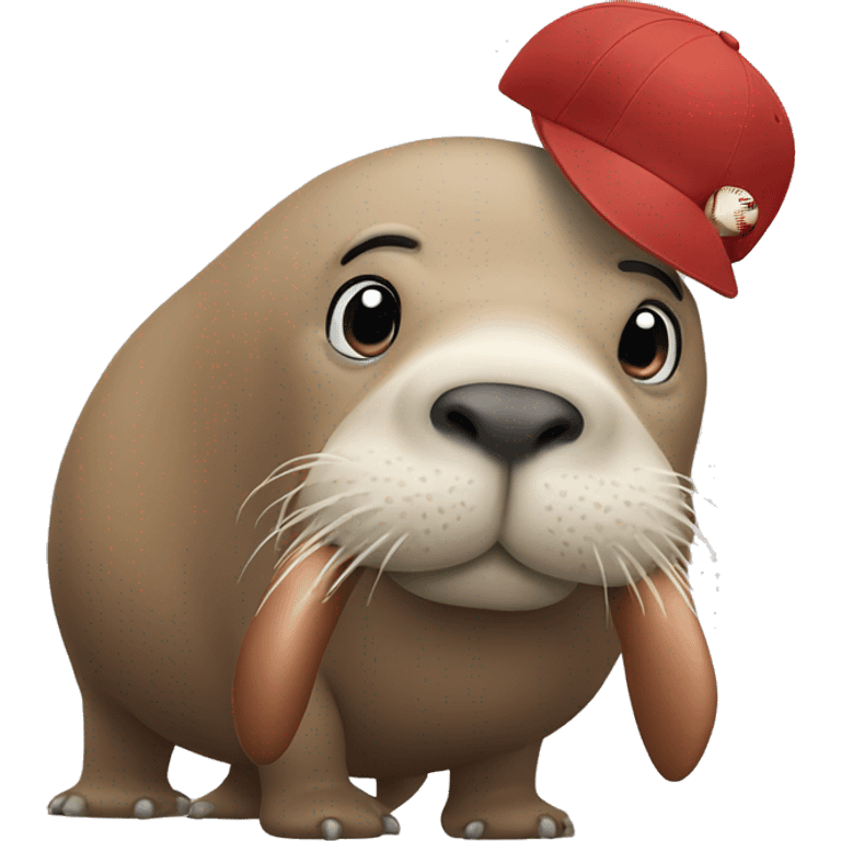 Walrus wearing a baseball hat emoji