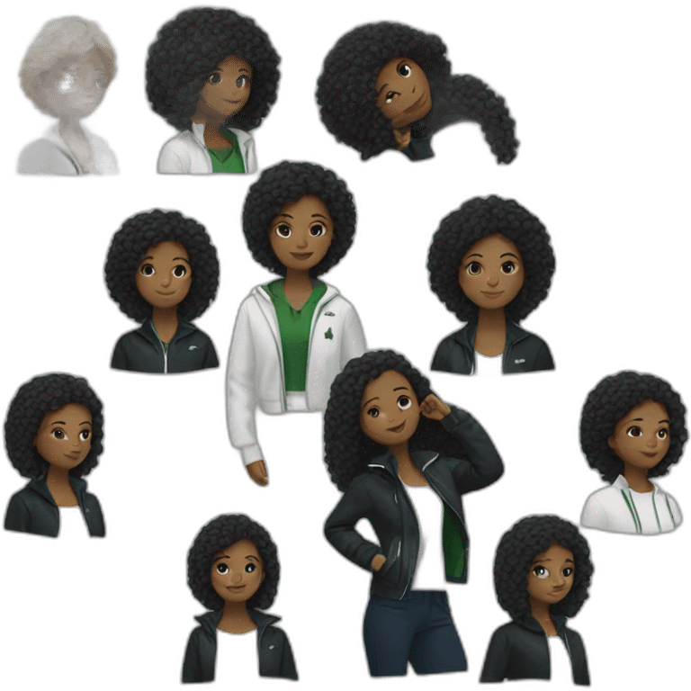 black girl with lacoste black jacket emoji