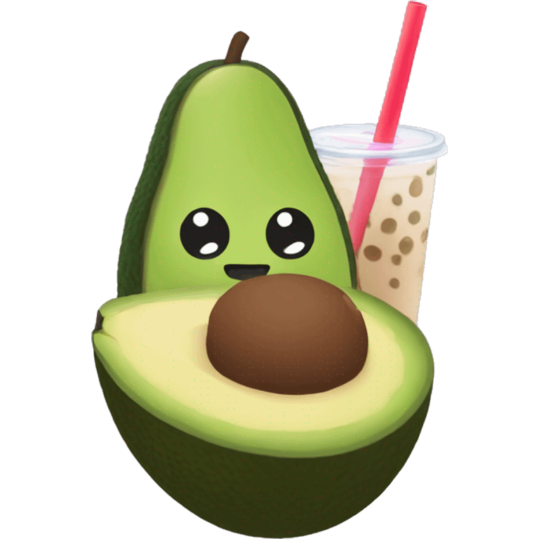 An avocado drinking a boba tea emoji