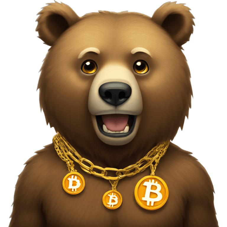 Bear wearing a bitcoin necklace  emoji