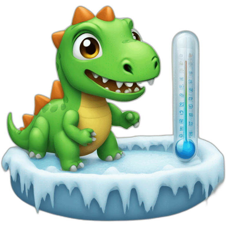 cold and fever dinosaur with thermometer emoji