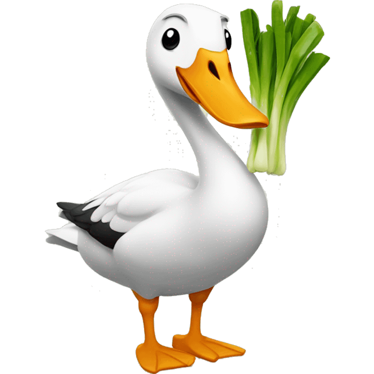 Goose holding a leek emoji