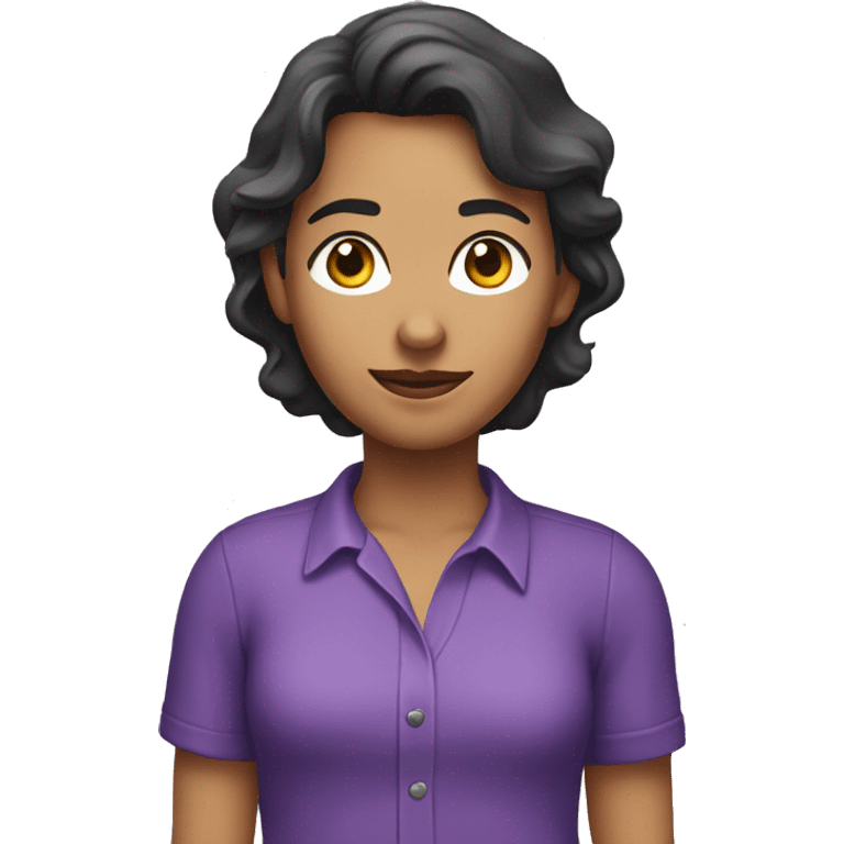 A purple shirt that says "Luisa Santos emoji