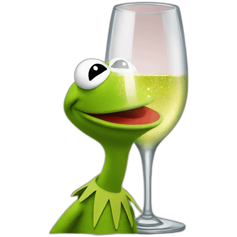 kermit frog drinking sparkling wine emoji