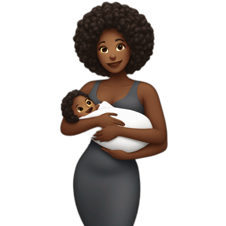 big beautiful Black women holding baby emoji