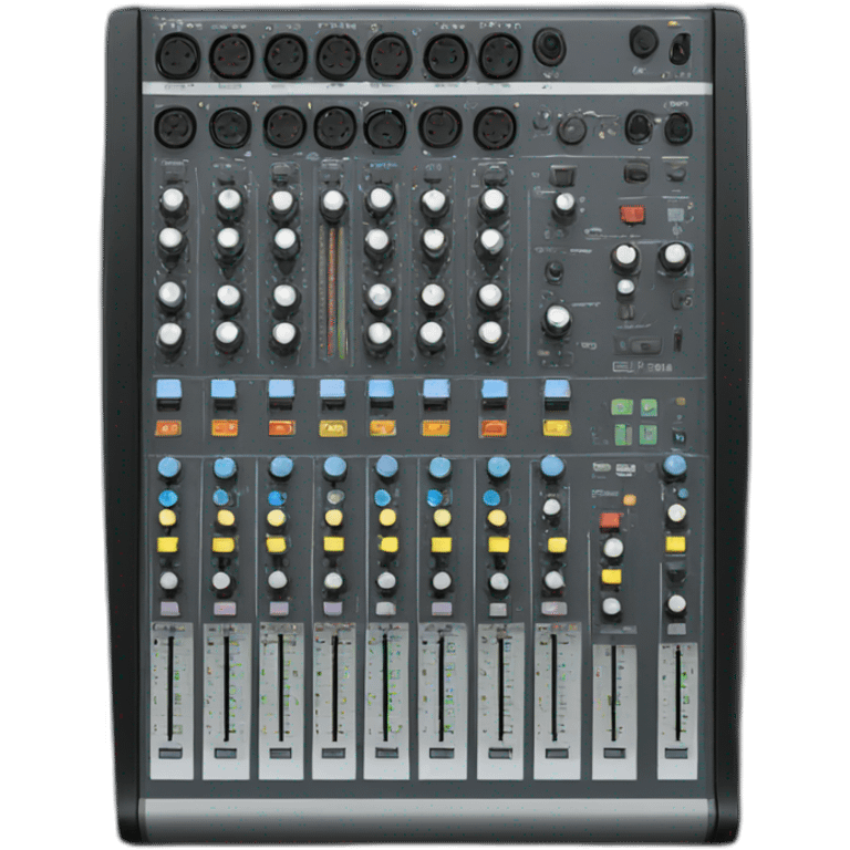 Mixing console with graphics on screen emoji