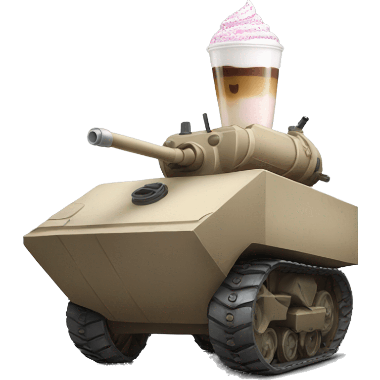 milkshake driving a tank emoji