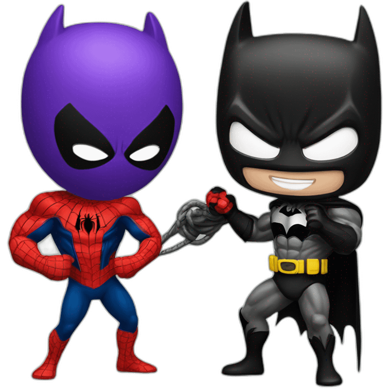 Spider-Man and Batman fighting bane and venom emoji