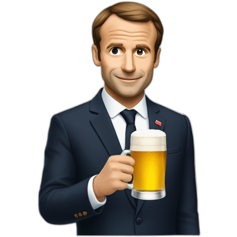 Macron qui boit une bière emoji