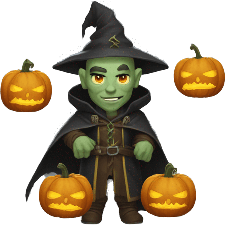 half-orc male wizard necromancer pumpkin emoji