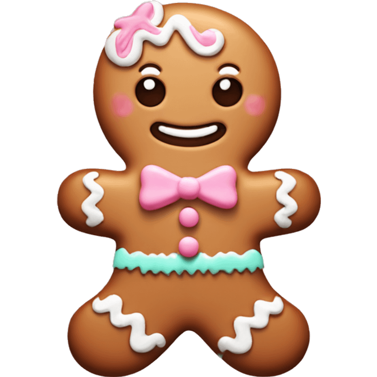 cute gingerbread man, with pastel pink frosting emoji