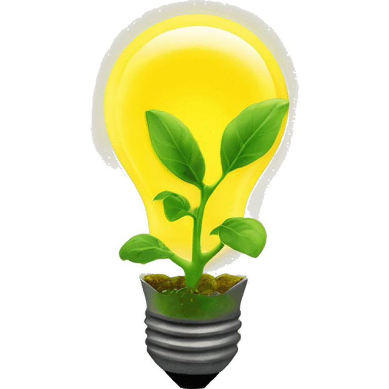 a plant sprout inside a yellow glowing idea lightbulb emoji