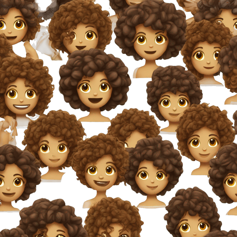 Filles au cheveux boucle marron  emoji