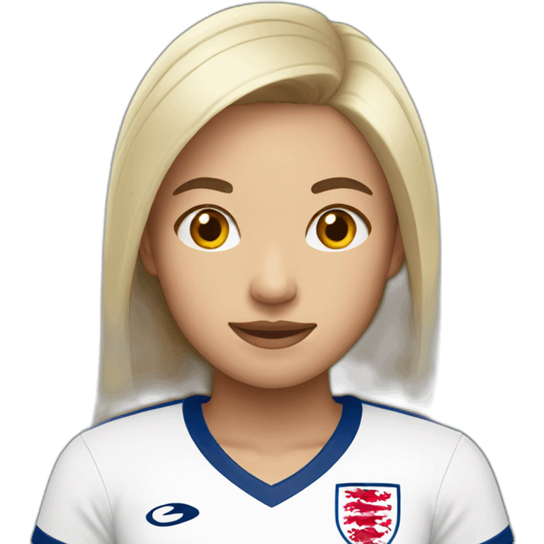 asian woman with england football shirt emoji