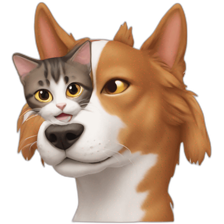 Cat on dog emoji