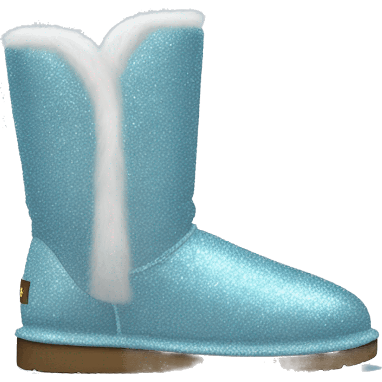 Realistic light blue glitter and fur Ugg boots. emoji