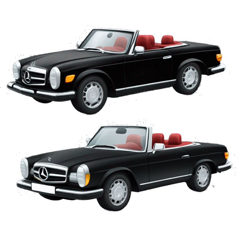 Black Mercedes Cabrio sito one blinde hai and one work red hair emoji