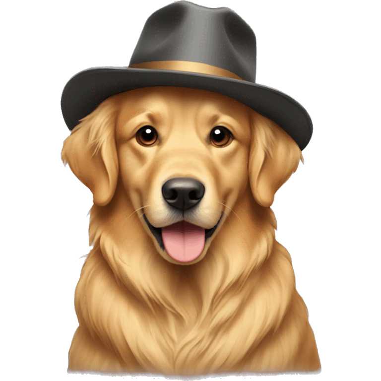 Golden retriever wearing a hat emoji