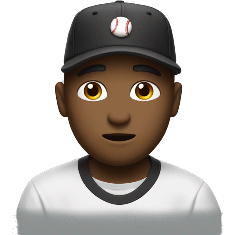 Thinking emoji 🤔 with a hat, a baseball hat, doing 👉🏻 with one hand. The emoji must be black emoji