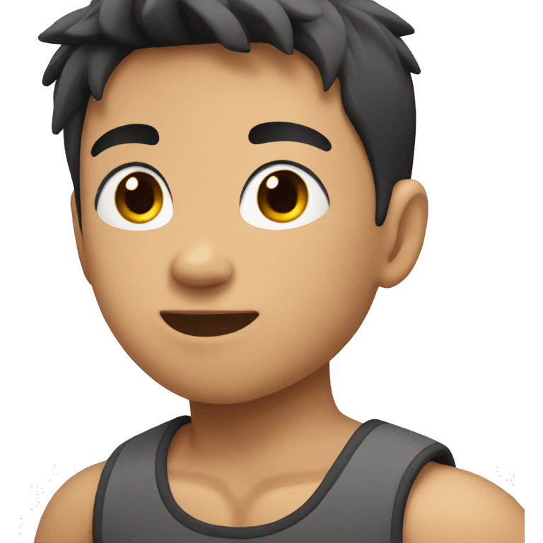 Asian boy with muscles emoji