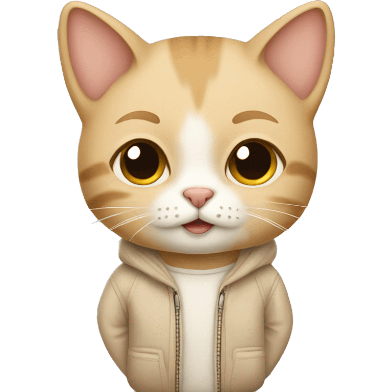 Cute cat with beige clothes emoji